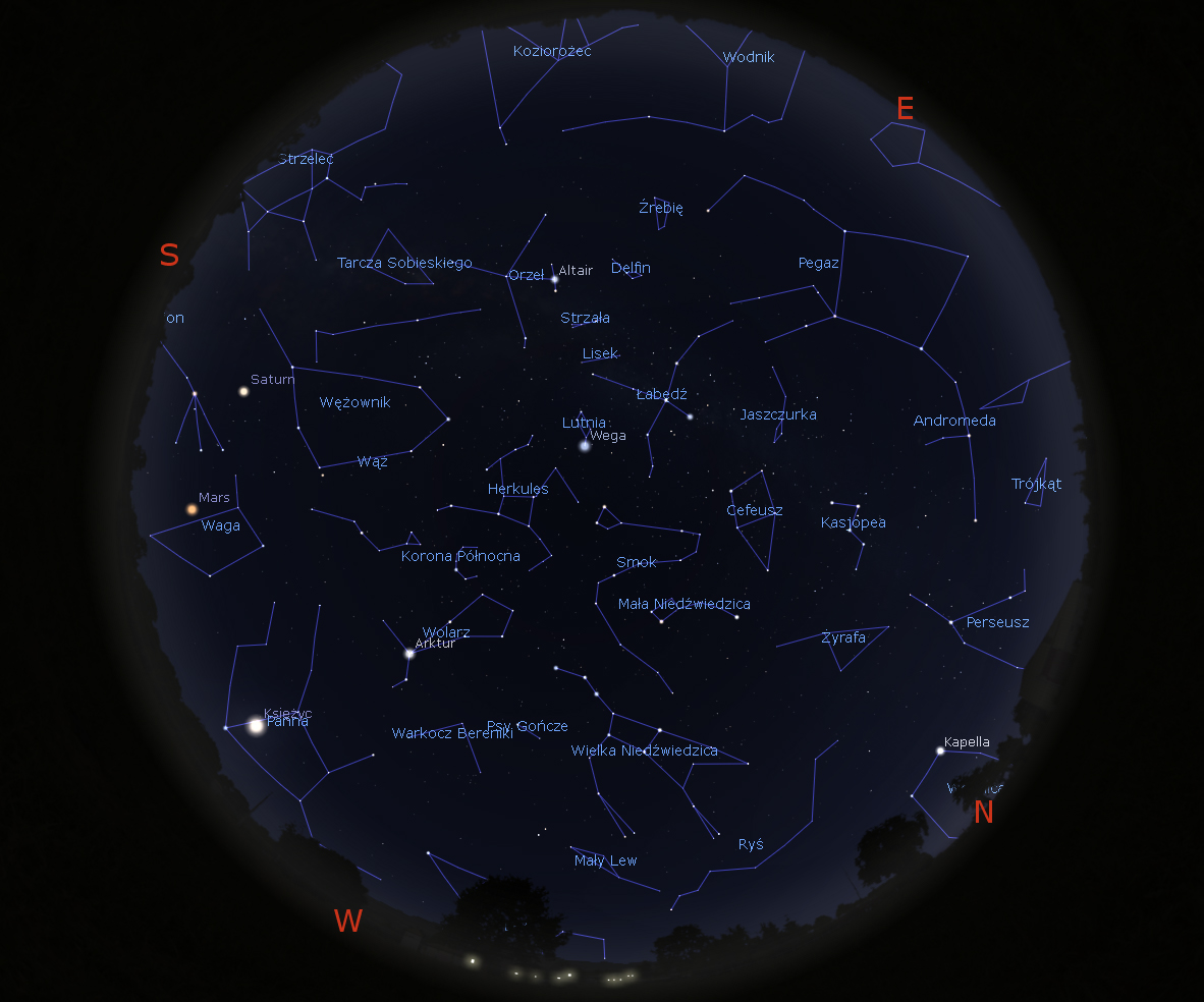 Widok całego nieba w Stellarium